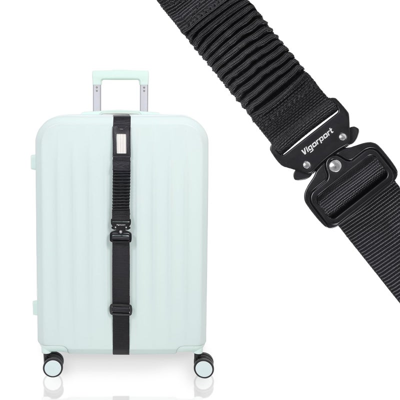 Vigorport Luggage Straps for Suitcases TSA Approved Suitcase Belt Stretchable Travel Strap for Luggage Heavy Duty Metal Buckle Luggage Belt Strap Black 72 Long1PK - Image 2