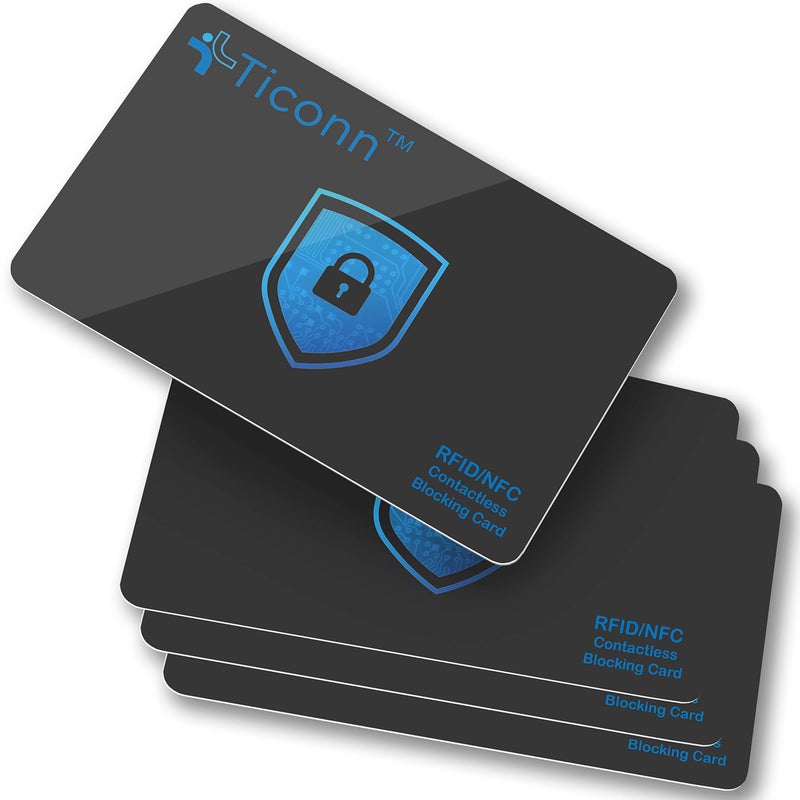 TICONN TICONN RFID Blocking Cards - 4 Pack, Premium Contactless NFC Debit Credit Card Passport Protector Blocker Set for Men & Women, Smart Slim Design Perfectly fits in Wallet/Purse (4)  - Image 1