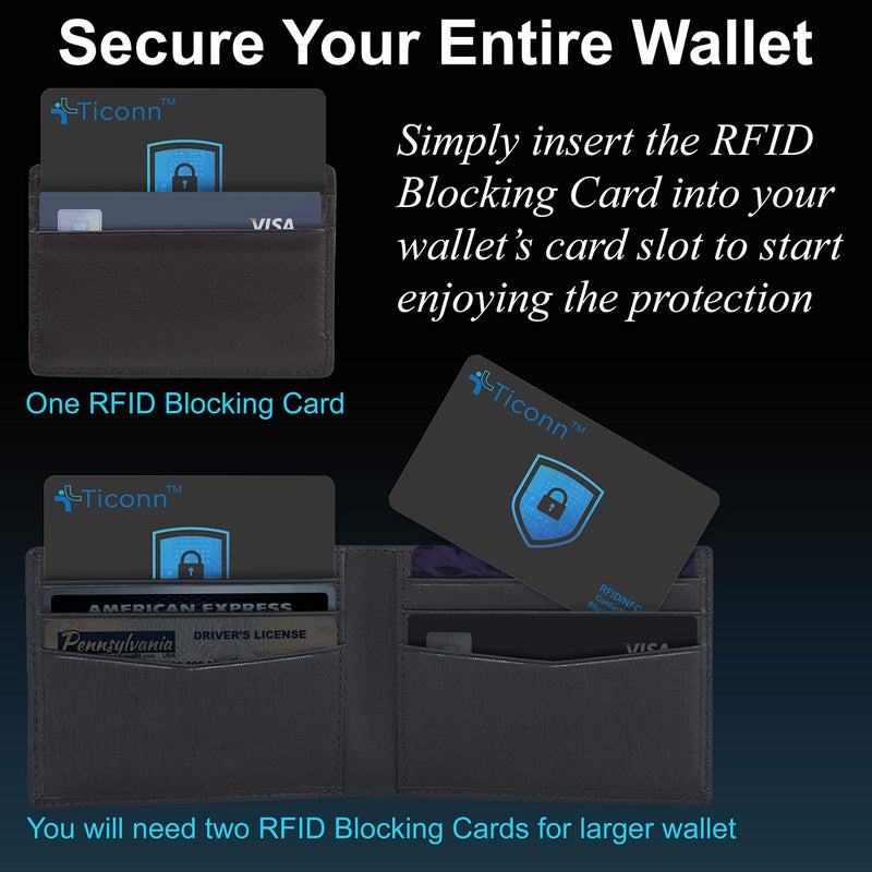 TICONN TICONN RFID Blocking Cards - 4 Pack, Premium Contactless NFC Debit Credit Card Passport Protector Blocker Set for Men & Women, Smart Slim Design Perfectly fits in Wallet/Purse (4)  - Image 4