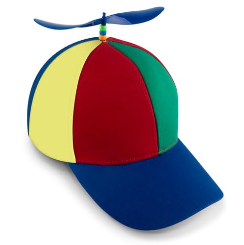 AUEAR, Propeller Hat Adult Detachable Baseball Cap Rainbow Top Brightly Color Blue Brim - Image 1