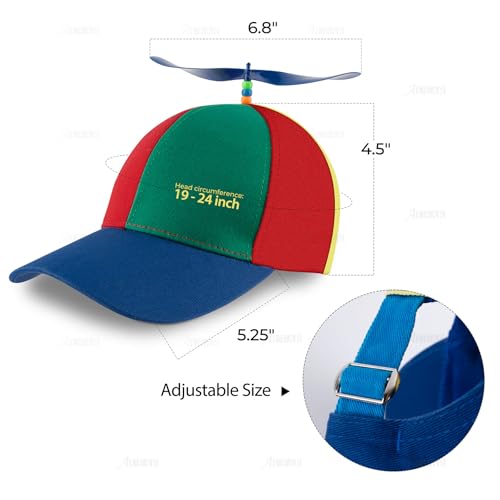AUEAR, Propeller Hat Adult Detachable Baseball Cap Rainbow Top Brightly Color Blue Brim - Image 2