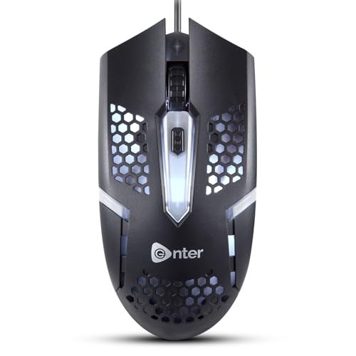 Enter FastClick USB Optical Mouse, 1000 DPI Precision, Ergonomic Design, Ambidextrous Use, Durable Build, Plug & Play Compatible with Windows and Mac - Image 1