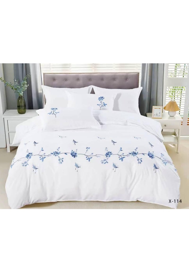 MMM HOME MMM HOME Embroidered 6pcs King size High Cotton Hotel Master Quality Microfiber Bedding Set Comforter/Bedsheet/Pillow covers set  - Image 1