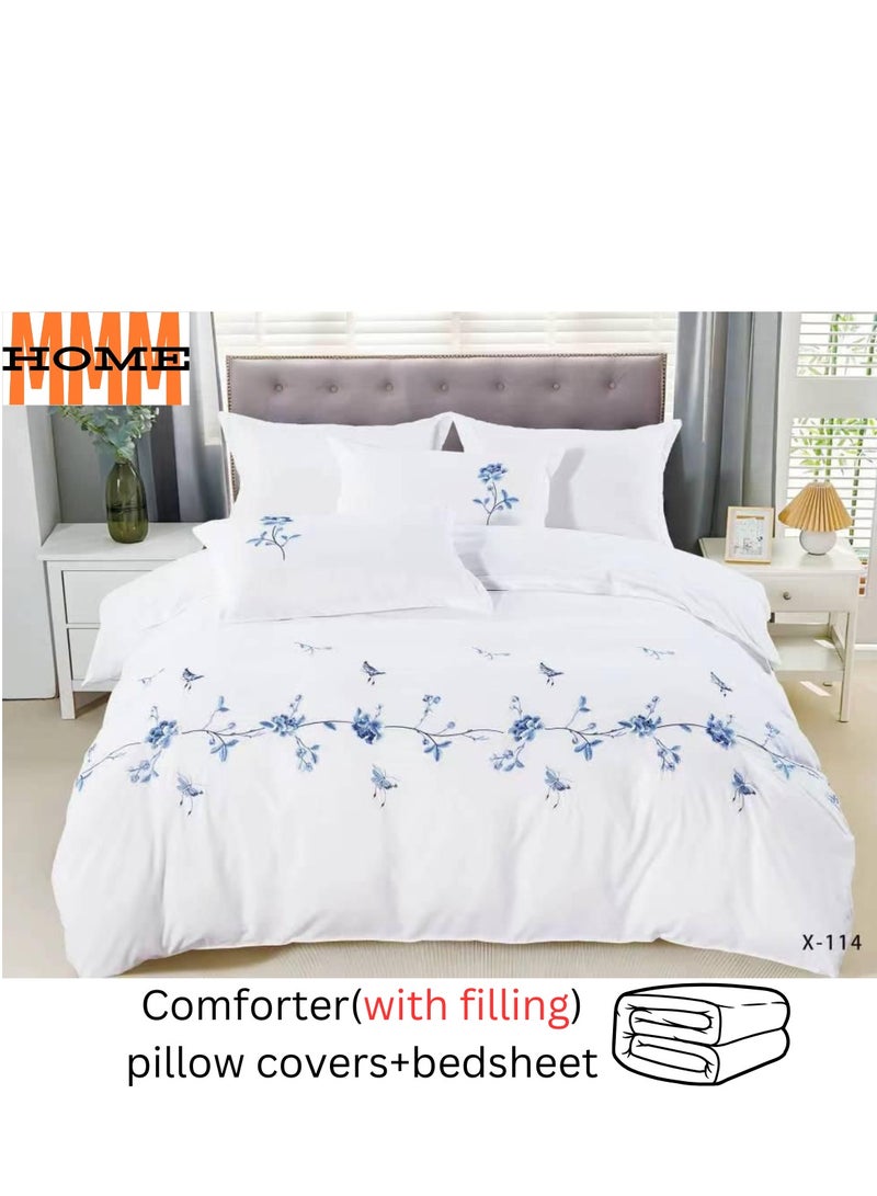 MMM HOME MMM HOME Embroidered 6pcs King size High Cotton Hotel Master Quality Microfiber Bedding Set Comforter/Bedsheet/Pillow covers set  - Image 2
