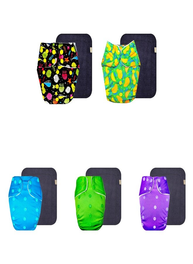 Dumbledo Premium Cloth Diaper with Black Insert (Pack of 5) | Hypoallergenic | Leakproof | Adjustable Snaps | Everyday Diapering Essential | 3 Months - 3 Years | Unisex Baby - Image 1