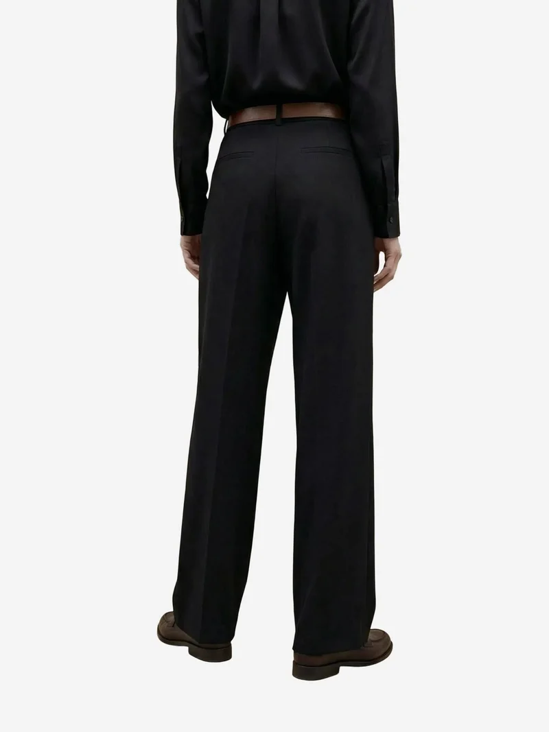 My Fashion Black MY FASHION High Waist Pleated Wide Leg Trousers for Women | Best Price UAE