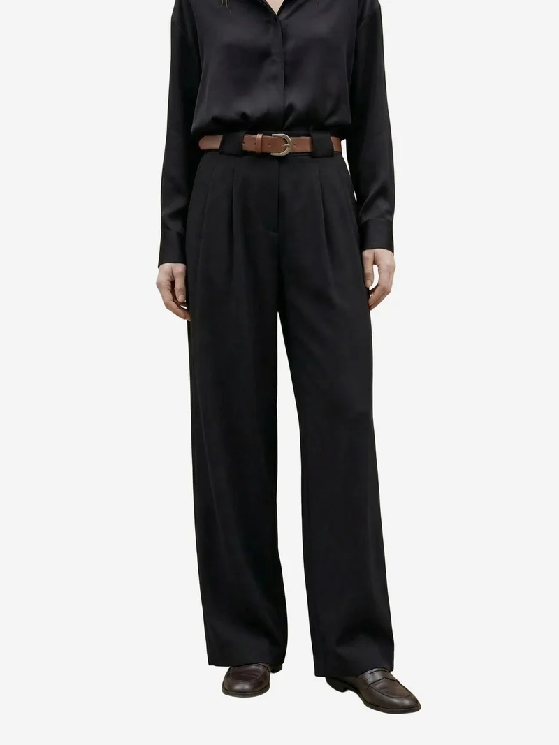 ماي فاشن MY FASHION High Waist Pleated Wide Leg Trousers