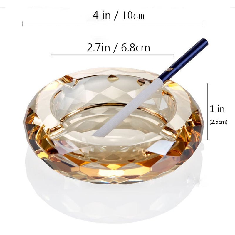 HOSTEESSCHOICE Crystal Glass Ashtray, Cigar Cigarettes Ashtray Holder Home Office Desktop Tabletop Decoration,Crystal Gold - Image 4