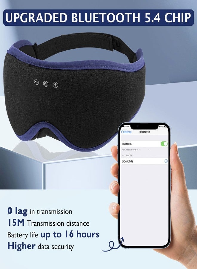 LC-dolida Sleep Mask with Headphones Bluetooth 5.4, 3D Sleeping Headphones for Side Sleepers Bluetooth Sleep Mask Blackout Bluetooth Eye Mask for Sleeping Travel Meditation Men Women - Image 3
