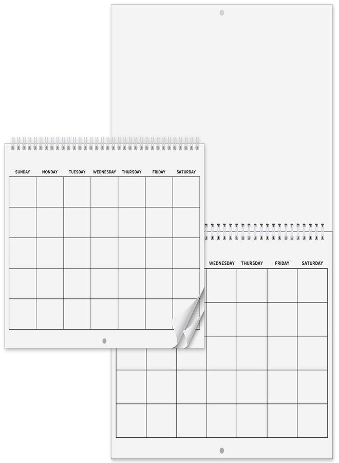 Kolldenn 1 Pcs Blank Wall Calendar Blank Calendar Sheets Undated 11.2" x 8.3" Closed 11.2" x 16.6" Open Size, DIY Spiral Bound Hanging Monthly Calendar for Kitchen Office - Image 1