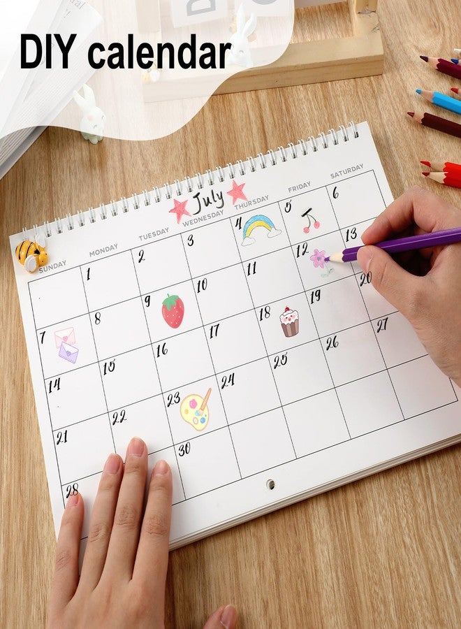 Kolldenn 1 Pcs Blank Wall Calendar Blank Calendar Sheets Undated 11.2" x 8.3" Closed 11.2" x 16.6" Open Size, DIY Spiral Bound Hanging Monthly Calendar for Kitchen Office - Image 3