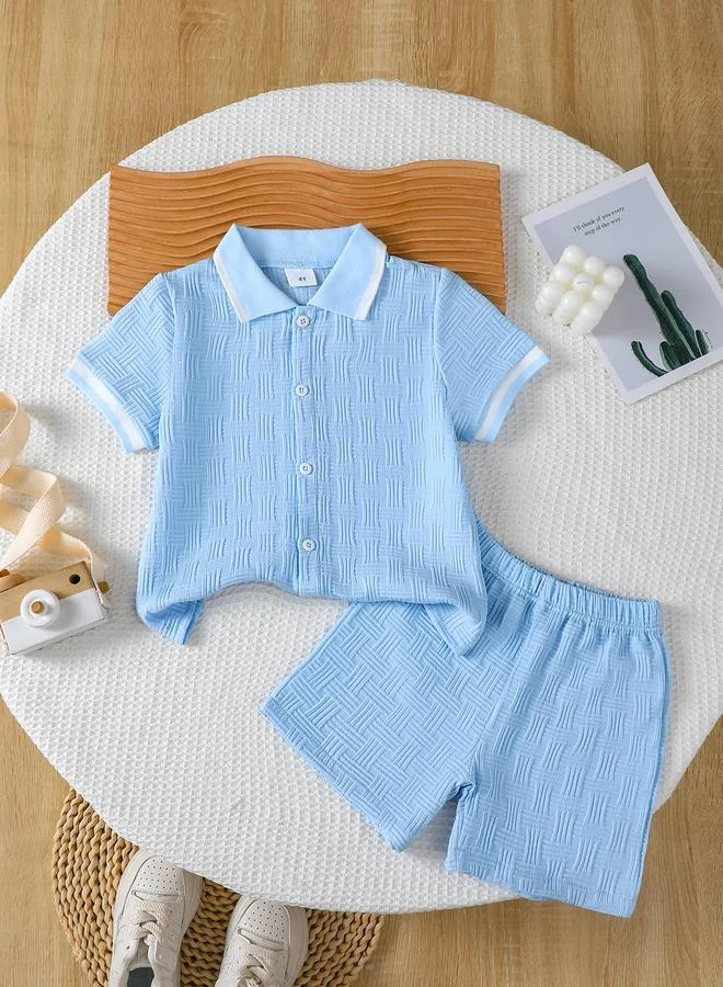 Take Two Take Two Boys Textured Button Front Shirt and Shorts Set