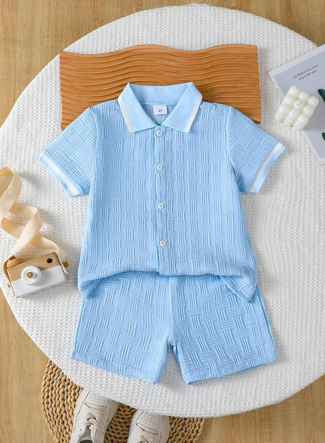Take Two Take Two Boys Textured Button Front Shirt and Shorts Set