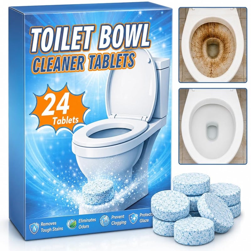 Erigathe Toilet Cleaner Tablets, 24 Pack, Effervescent Limescale Remover - Image 1