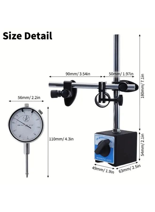 Precision Metal Dial Indicator With Magnetic Base 0 1 Inch Measurement Range - Image 3