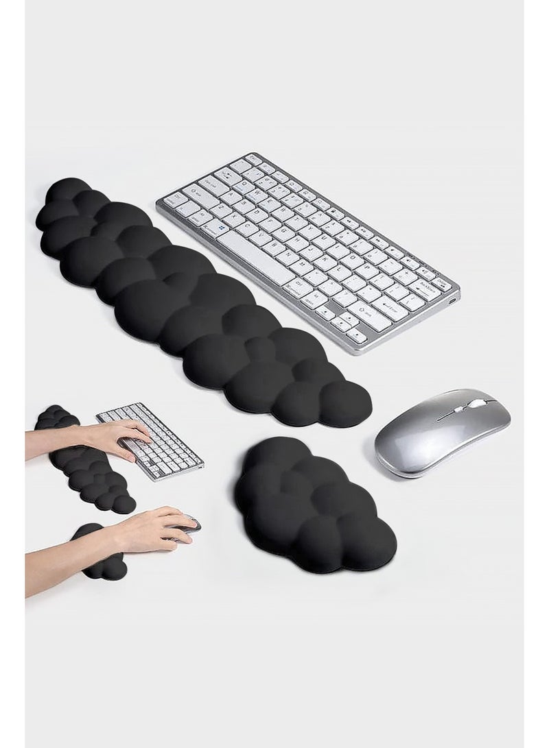 بيت الشاي مجموعة مسند معصم لوحة مفاتيح كلاود، مسند معصم كلاود بقاعدة غير قابلة للانزلاق، وسادة معصم من جلد البولي يوريثان للوحة المفاتيح مع إسفنج ذاكرة مريح للكمبيوتر المحمول والمكتب والألعاب وتسكين الألم - Image 1
