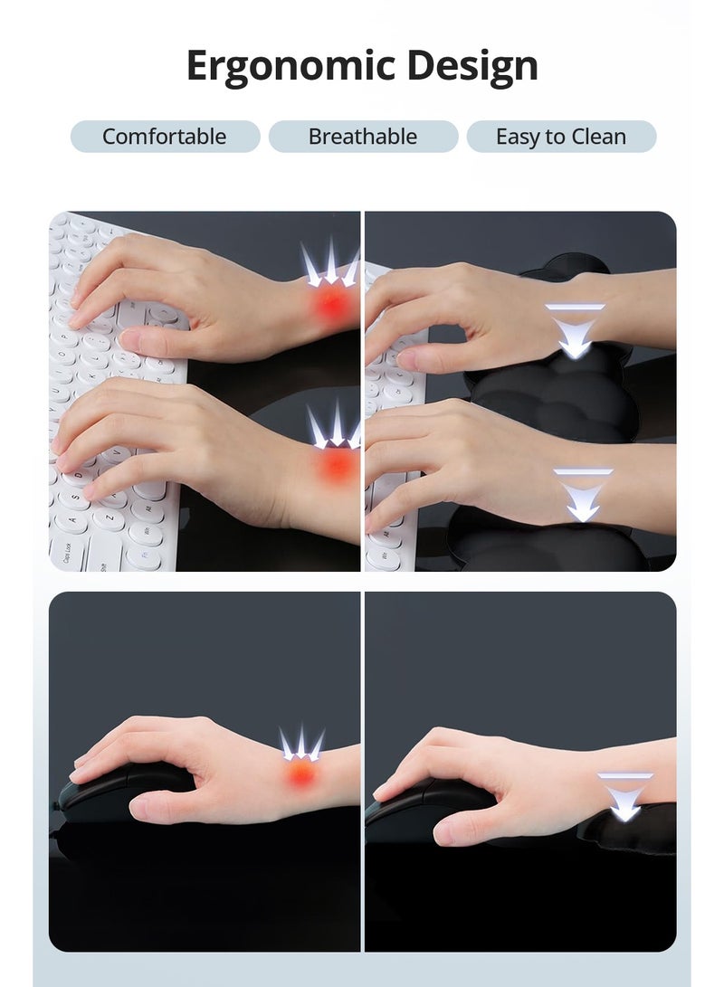 بيت الشاي مجموعة مسند معصم لوحة مفاتيح كلاود، مسند معصم كلاود بقاعدة غير قابلة للانزلاق، وسادة معصم من جلد البولي يوريثان للوحة المفاتيح مع إسفنج ذاكرة مريح للكمبيوتر المحمول والمكتب والألعاب وتسكين الألم - Image 4