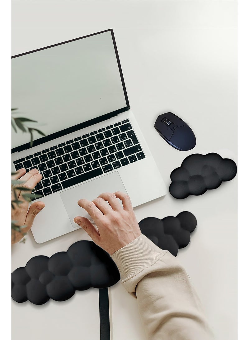 بيت الشاي مجموعة مسند معصم لوحة مفاتيح كلاود، مسند معصم كلاود بقاعدة غير قابلة للانزلاق، وسادة معصم من جلد البولي يوريثان للوحة المفاتيح مع إسفنج ذاكرة مريح للكمبيوتر المحمول والمكتب والألعاب وتسكين الألم - Image 5