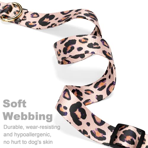 Rnivvi Dog Collar for Medium Dogs, Cute Leopard Heavy Duty Adjustable Puppy Collar with Quick Release Buckle for Boy Girl & Female, Pet Accessories for Walking Running, M Length 1" Width, Pink - Image 3