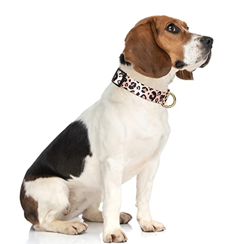 Rnivvi Dog Collar for Medium Dogs, Cute Leopard Heavy Duty Adjustable Puppy Collar with Quick Release Buckle for Boy Girl & Female, Pet Accessories for Walking Running, M Length 1" Width, Pink - Image 2