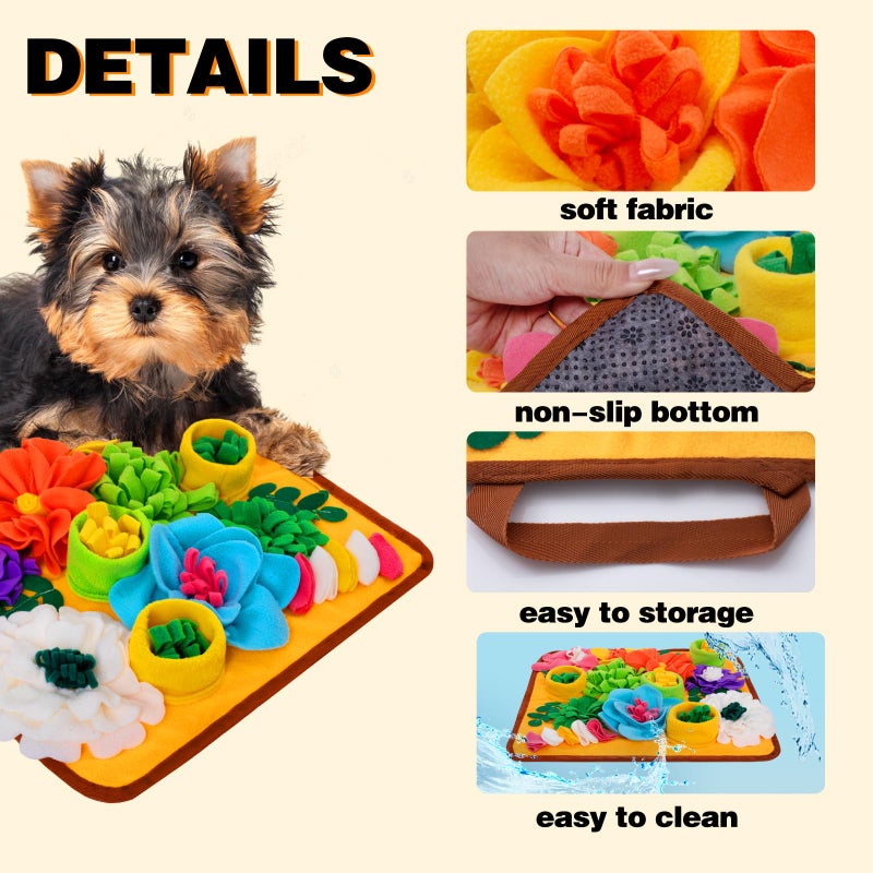 Oliumt Snuffle Mat for Dogs, Sniff Mat Slow Feeding Mat for Small Pets Cats, Rabbits - Help Stress Relief and Training - Stimulate Your Pet's Foraging Skills! (Orange) - Image 2