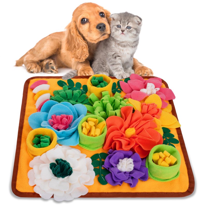 Oliumt Snuffle Mat for Dogs, Sniff Mat Slow Feeding Mat for Small Pets Cats, Rabbits - Help Stress Relief and Training - Stimulate Your Pet's Foraging Skills! (Orange) - Image 1