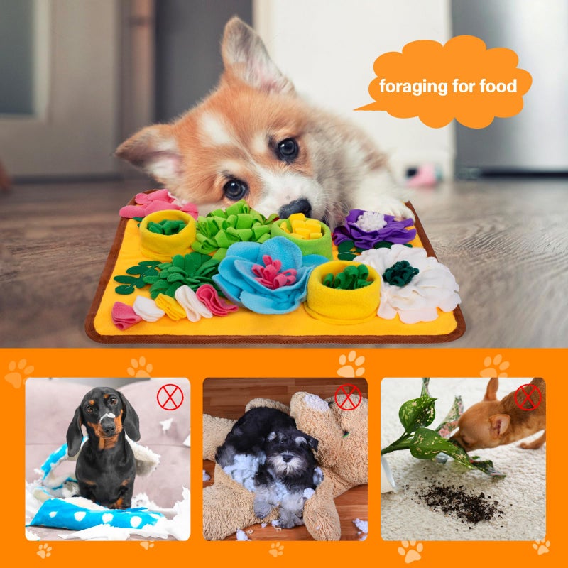 Oliumt Snuffle Mat for Dogs, Sniff Mat Slow Feeding Mat for Small Pets Cats, Rabbits - Help Stress Relief and Training - Stimulate Your Pet's Foraging Skills! (Orange) - Image 3