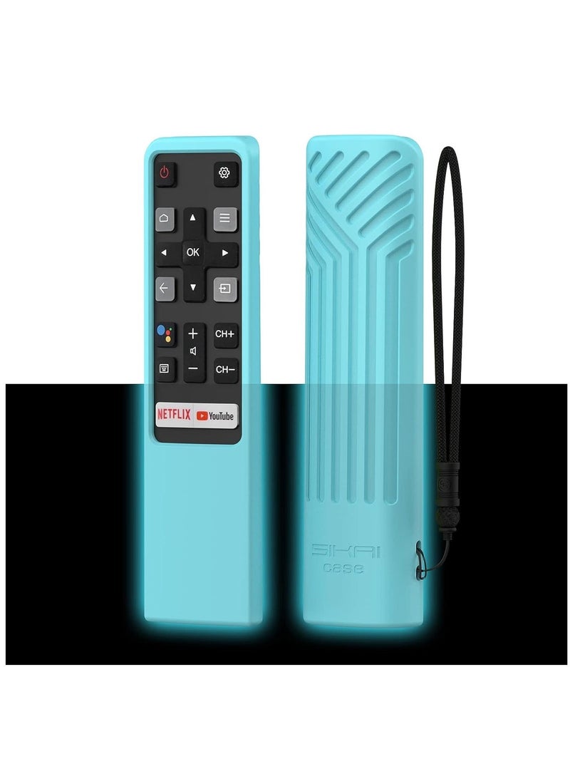 TCL Remote Cover, Compatible with TCL Smart TV RC802V FNR1 S330, S434, 43P30FS Remote Shockproof Protective Skin for TCL TV Remote Cover Anti-Lost with Lanyard, Glow Blue