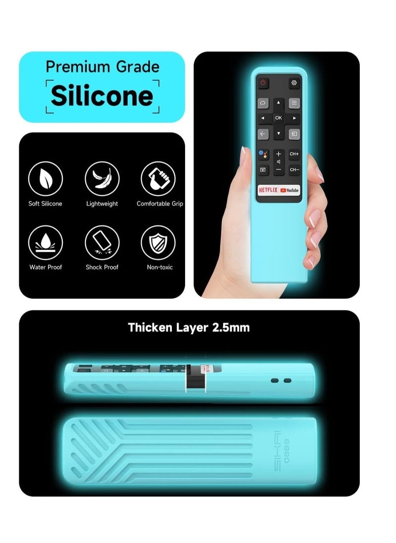 TCL Remote Cover, Compatible with TCL Smart TV RC802V FNR1 S330, S434, 43P30FS Remote Shockproof Protective Skin for TCL TV Remote Cover Anti-Lost with Lanyard, Glow Blue