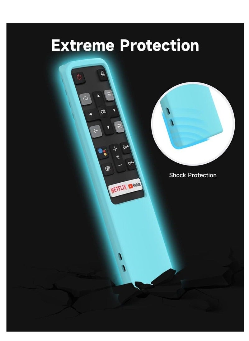TCL Remote Cover, Compatible with TCL Smart TV RC802V FNR1 S330, S434, 43P30FS Remote Shockproof Protective Skin for TCL TV Remote Cover Anti-Lost with Lanyard, Glow Blue