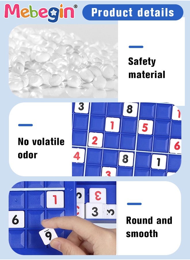 MEBEGIN - Sudoku Board Game Included 81 Number Cubes, Fun Number Game, Creative Learning Math Games, Educational Toy for Kids Aged 3+, Easy for Storage and Carry Around, Ideal Gift For Kids, 25.1*23.9*1.8cm - Image 1