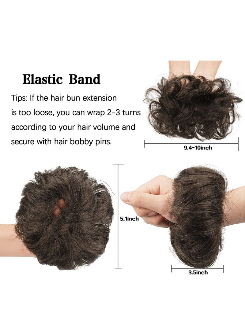 Estelle - Human Hair Messy Buns 100% Human Hair Bun Hair Piece Real Human Hair Extension Curly Hair Scrunchies Tousled Updo Hairpieces for Women Girls Natural Black - Image 1