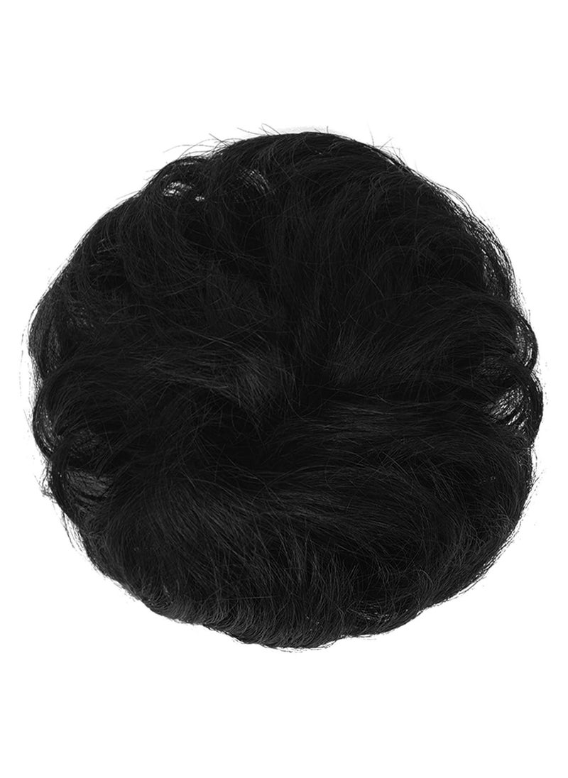Estelle - Human Hair Messy Buns 100% Human Hair Bun Hair Piece Real Human Hair Extension Curly Hair Scrunchies Tousled Updo Hairpieces for Women Girls Natural Black - Image 1
