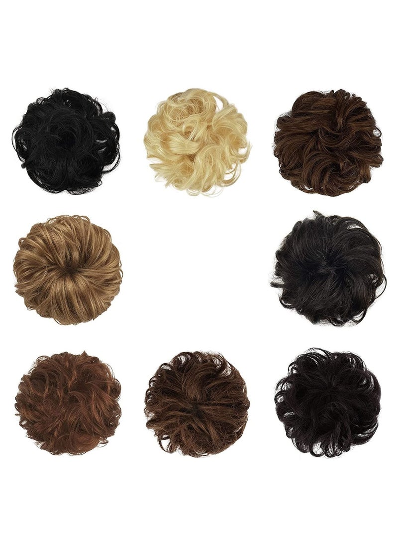 Estelle - Human Hair Messy Buns 100% Human Hair Bun Hair Piece Real Human Hair Extension Curly Hair Scrunchies Tousled Updo Hairpieces for Women Girls Natural Black - Image 1