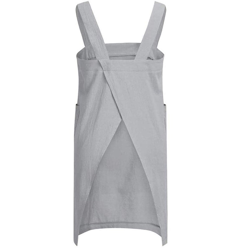 YESDOOD Cotton Linen Apron Cross Back Apron for Women with Pockets Pinafore Dress for Baking Cooking - Image 2
