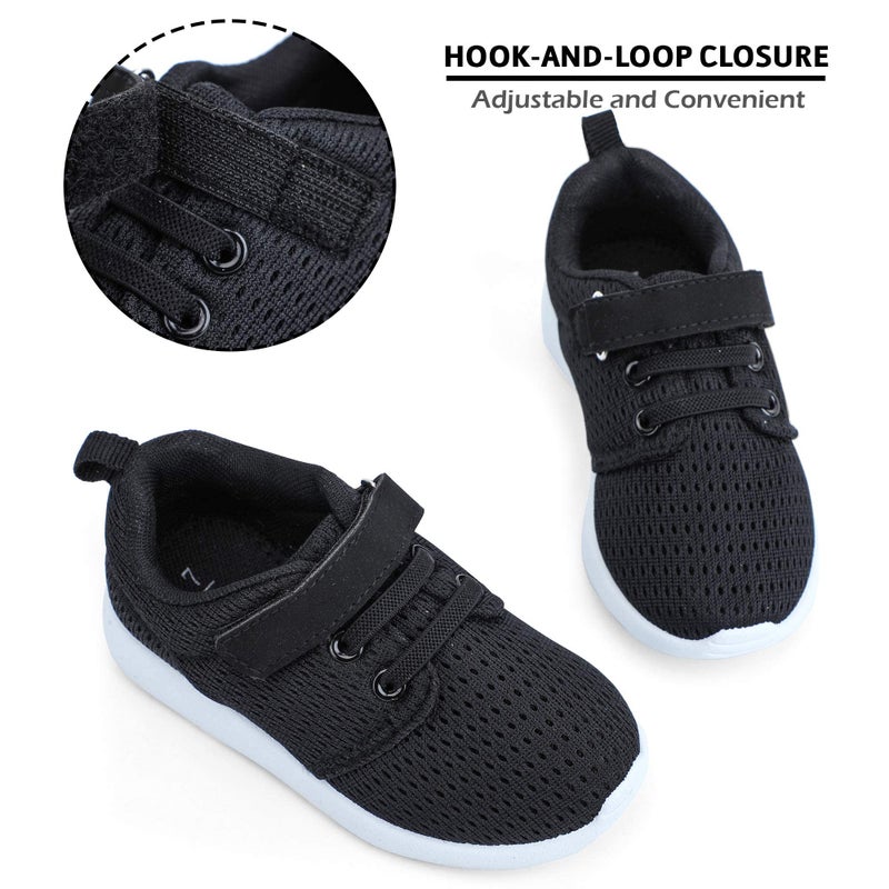 HIITAVE Toddler Boys Shoes Boys' Trail Running Sneakers Athletic Tennis Shoes for Fall,School Black/White 8 M US Toddler - Image 4