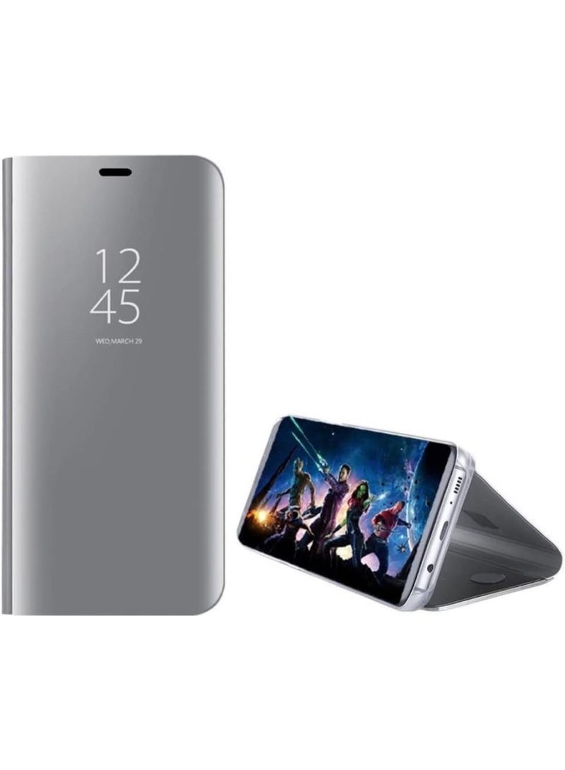 جراب قلاب شفاف لهاتف شاومي ريدمي 9T، بدون مستشعر، مع وضعية مشاهدة ثابتة، غطاء حماية كامل بمرآة، متوافق مع هاتف شاومي ريدمي 9T (6.53 بوصة) (فضي) - Image 3