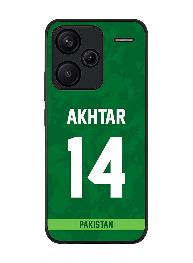 Stylizedd Rugged Black Edge Case for Xiaomi Redmi Note 13 Pro Plus, Slim fit Case Thin Cover -  Team Pakistan Shoaib Akhtar, Jersey No 14 - Image 1