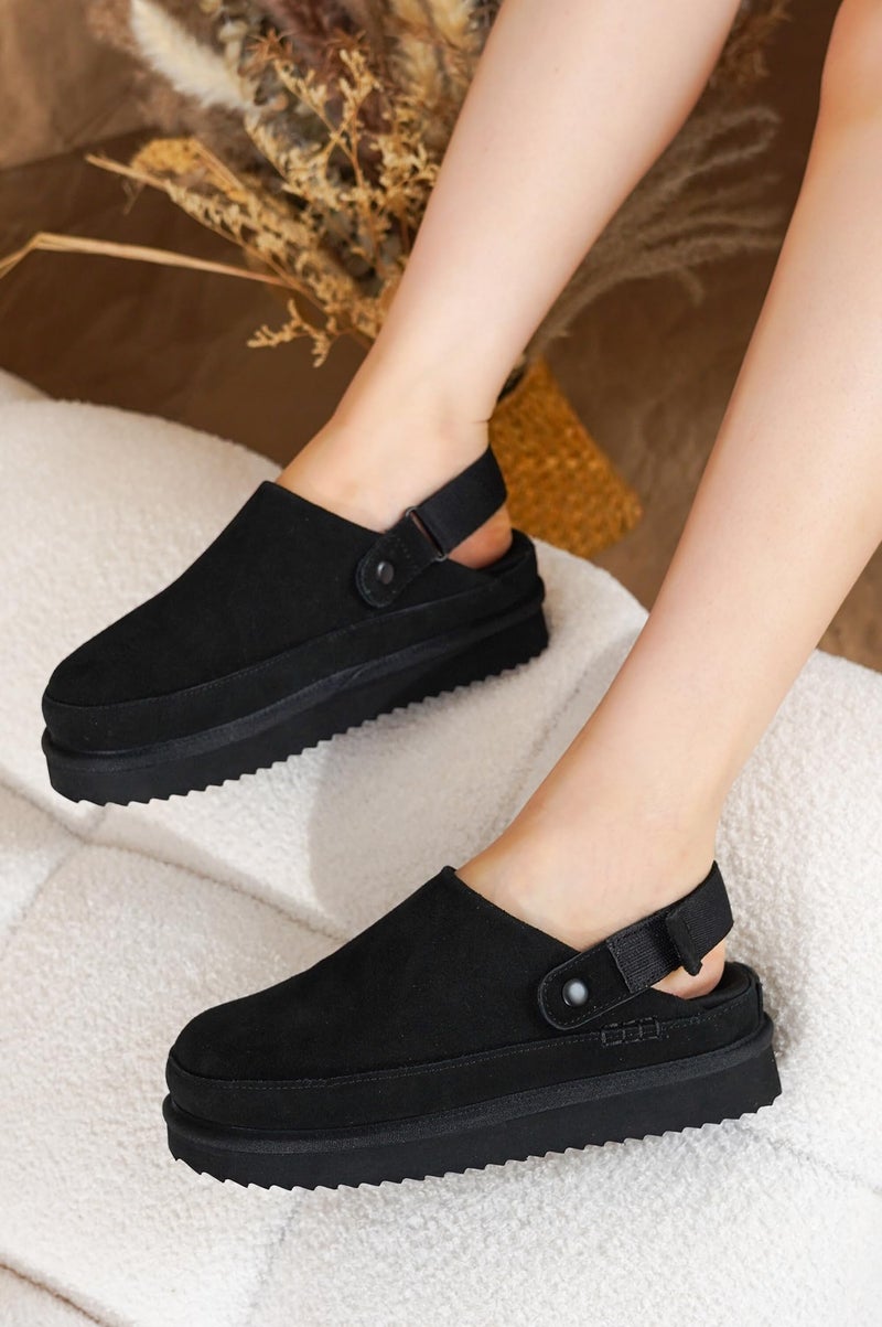Project Cloud 100% Genuine Leather Clogs for Women - Memory Foam Womens Clogs & Mules with Adjustable Straps - Lightweight Platform Shoes Non-Slip Slides (Goldstar, BLK, 5.5) - Image 2