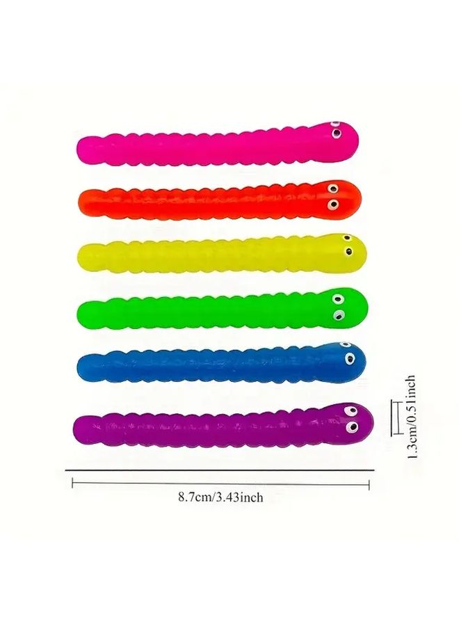 6pcs Stretchy Colorful TPR Rope Caterpillar Sensory Toys Stress Relief Relax Fidget - Image 2