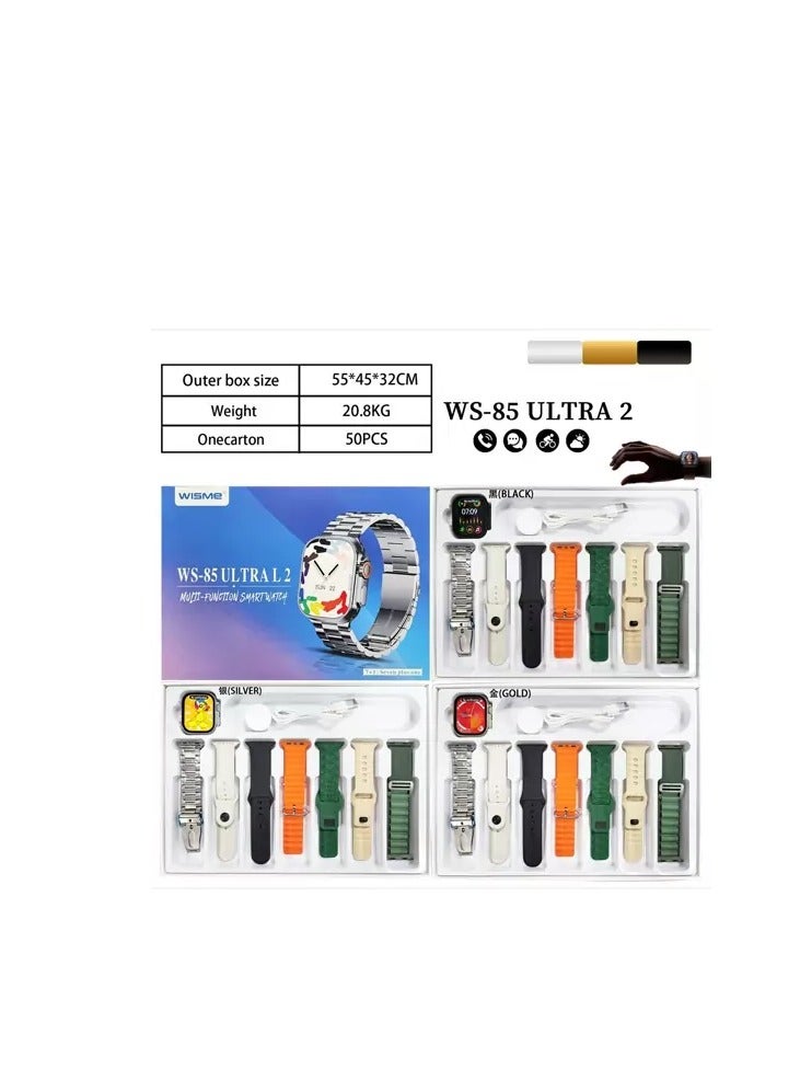 WISME 7 in 1 WS 85 ULTRA2 Smart watch set with, 7pair Straps, waterproof, Long battery life Health smart watch - Image 4