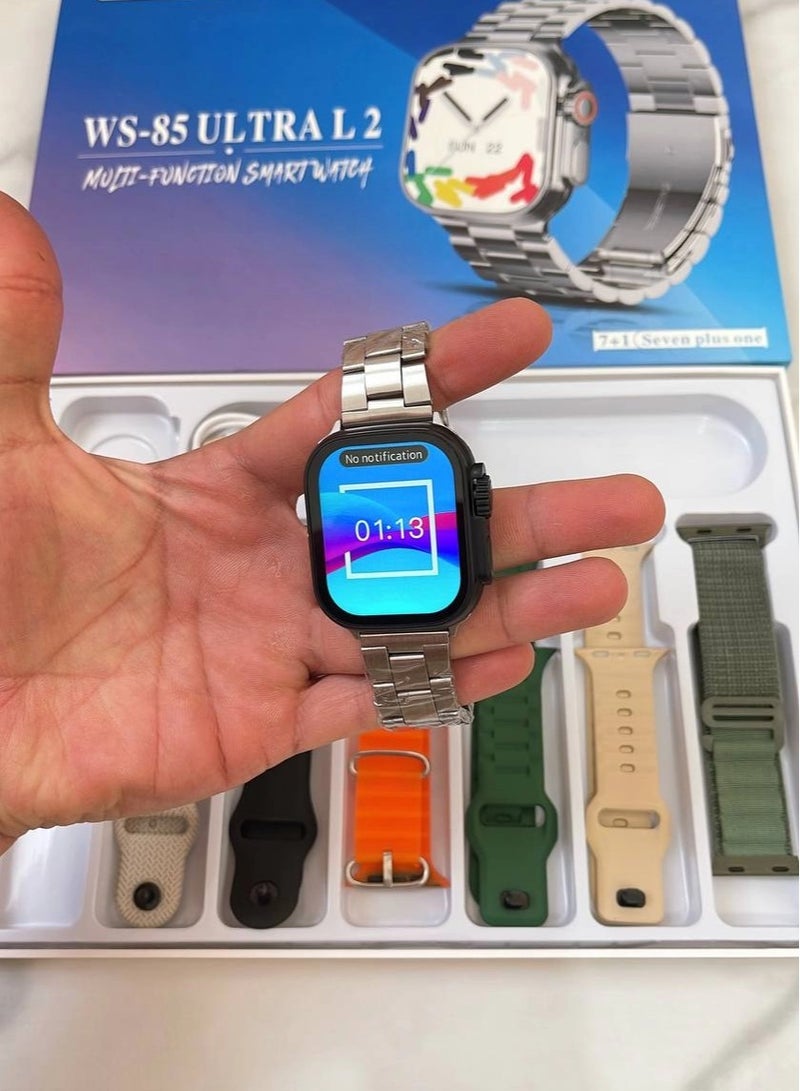 WISME 7 in 1 WS 85 ULTRA2 Smart watch set with, 7pair Straps, waterproof, Long battery life Health smart watch - Image 5