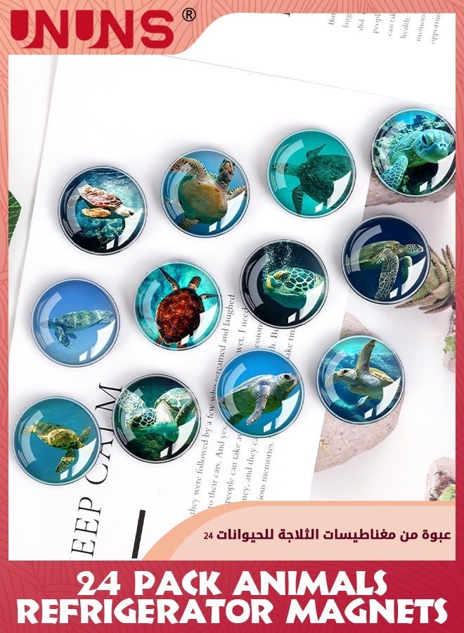 UNUNS Glass Strong Animals Refrigerator Magnets,24 Pcs Decorative Magnets For Fridge Lovely Decor Home Kitchen Office Whiteboard (Turtle Magnet)  - Image 5