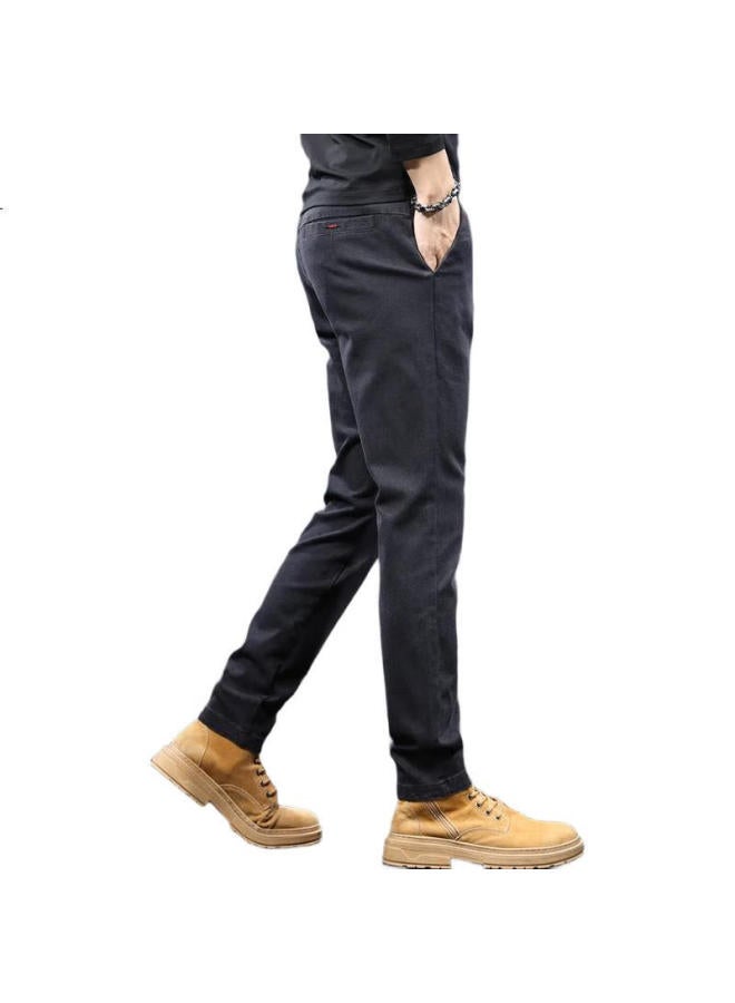 ROMON Men'S Casual Cotton Business Commute Straight Pants Kz0210 Blue 33 - Image 3