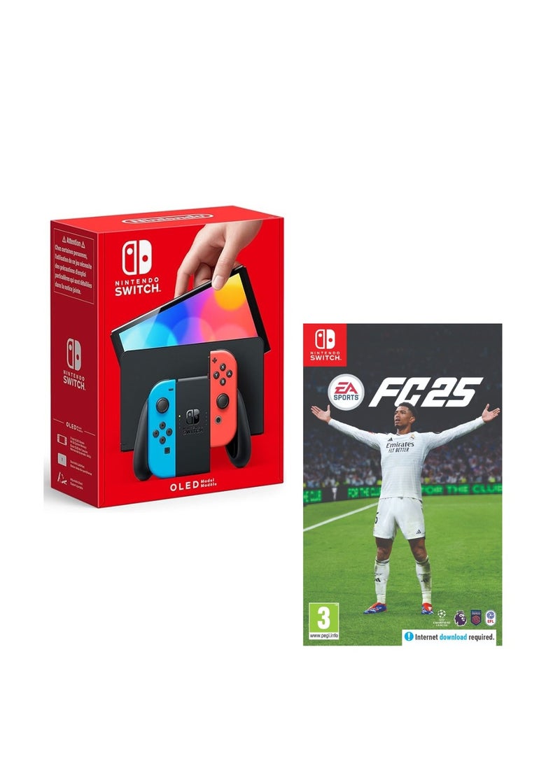 Nintendo Switch (OLED Model) Red & Blue - International Version with EA SPORTS FC 25 Switch - Image 1