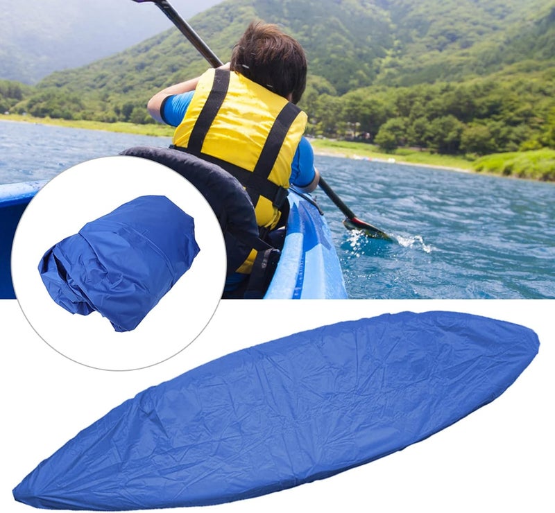 woobles Kayak Cover, Waterproof Thicken Oxford Cloth Kayak Canoe Cover with Annular Elastic Sunblock Shield for Outdoor Storage Fishing Boat/Canoe/SUP Paddle Board for Boat Length 11.5 to 13.1ft- - Image 2