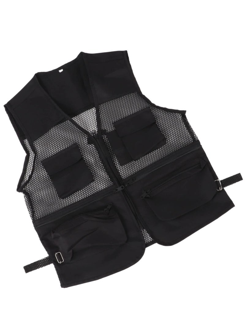 SOLARAE Mesh Fishing Vest, Men Durable Breathable Multi Pocket Summer Vest Photography Travel Hiking Waistcoat Jacket for Outdoor Work Safari Fishing Travel, for Adults and Youth, XL Size - Image 3