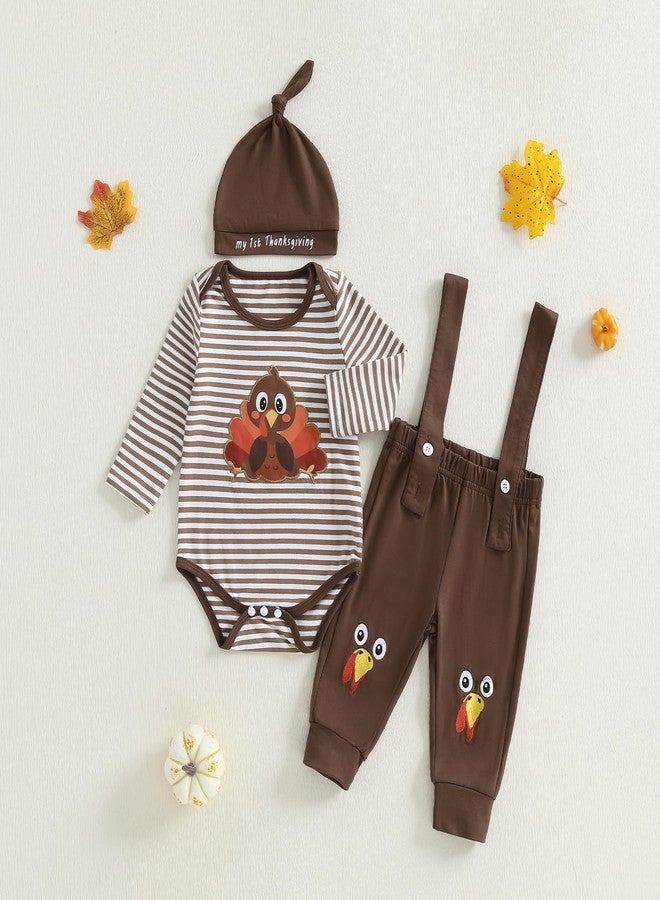 Rtnnsbbfcm My First Thanksgiving Baby Boy Outfit Turkey Long Sleeve Romper and Suspender Pants Newborn Coming Home Outfits (Turkey, 6-9 Months) - Image 3