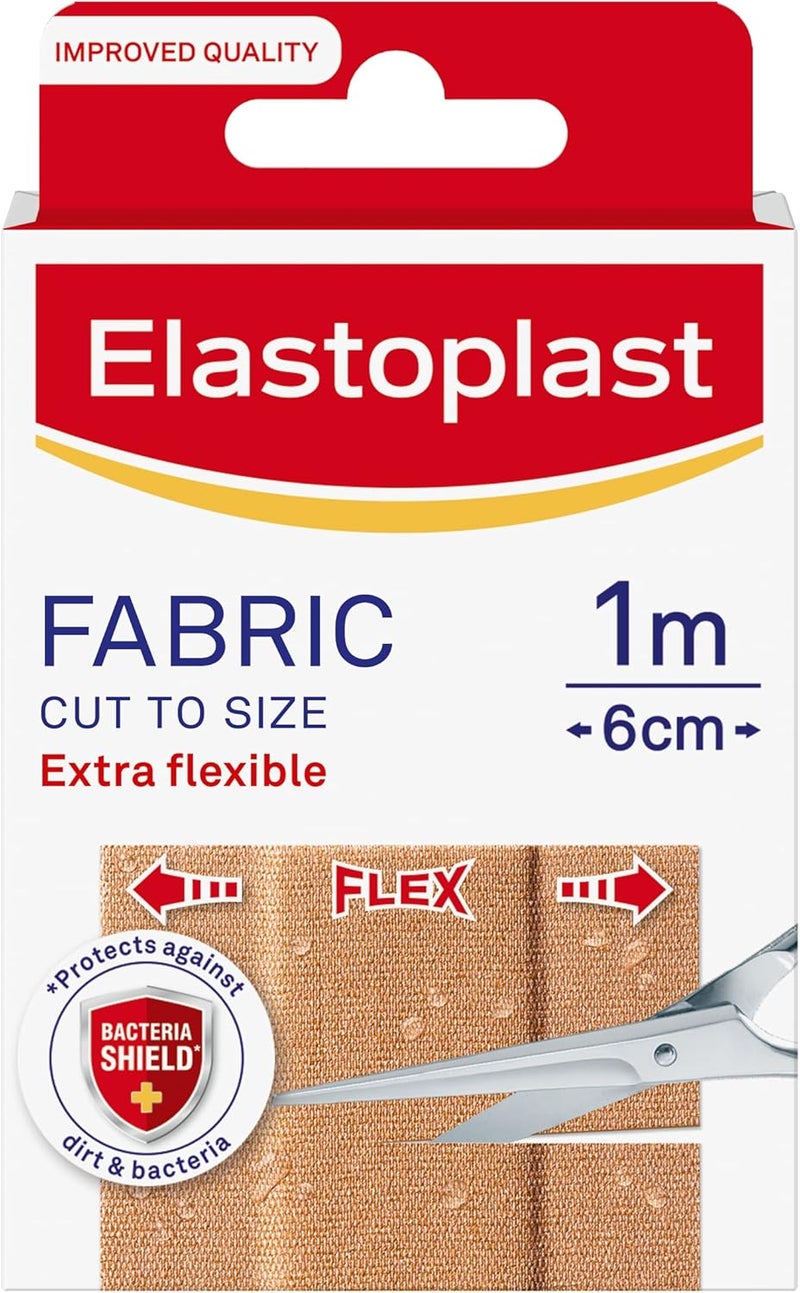 Elastoplast Fabric Cut to Size Plasters 1m x 6cm Extra Flexible Wound Care Moves with The Body WaterRepellent Breathable Large Plasters Help Protect Wounds 10 Strips - Image 1