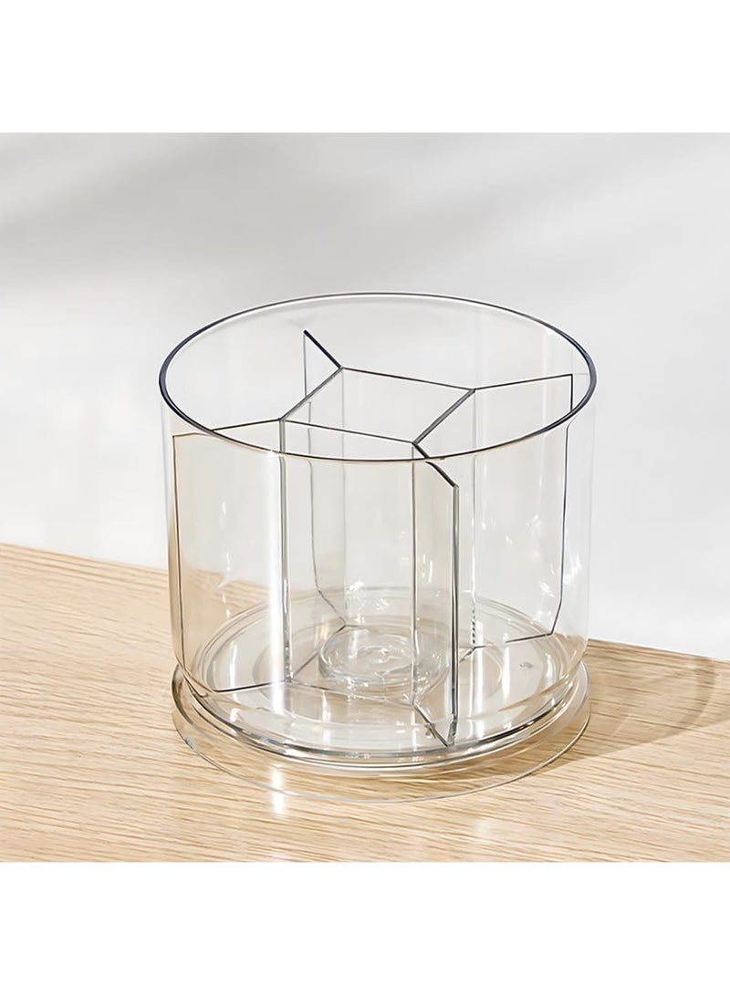 SYOSI 360 Degree Rotating Desk Organizer, Dual-Purpose Pencil & Pen Holder with 5 Compartments, Rotating Marker Caddy for Office, Home, and School Use (Clear) - Image 1